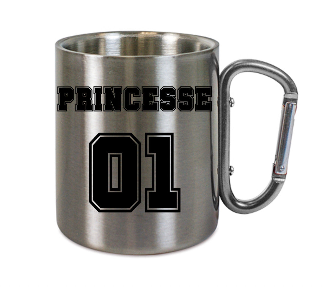Mug inox mousqueton personnalisé Princesse 01