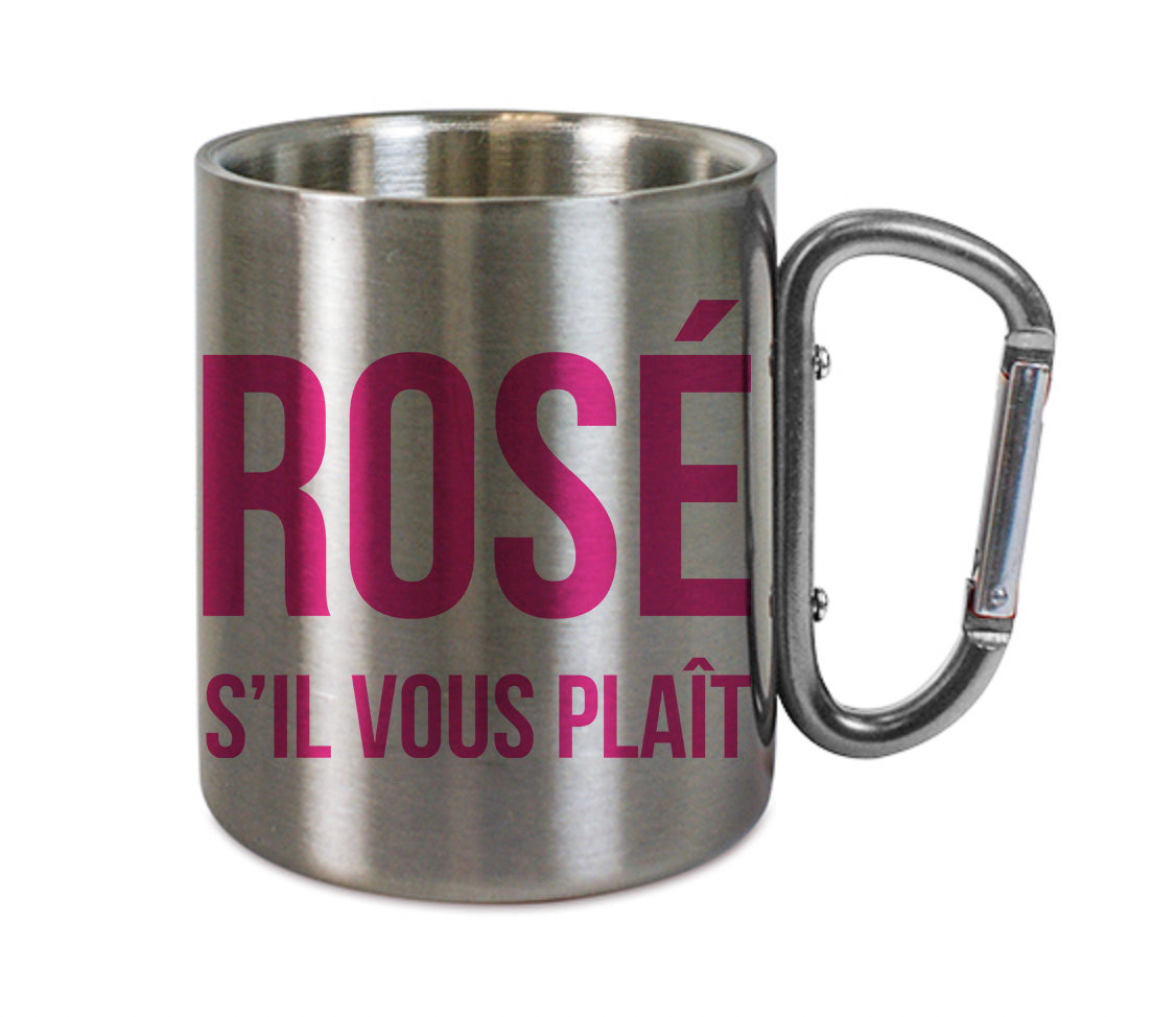Mug inox mousqueton personnalisé Rosé s'il vous plait