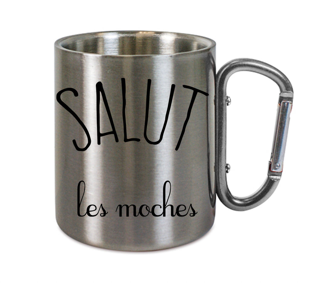 Mug inox mousqueton personnalisé Salut les moches