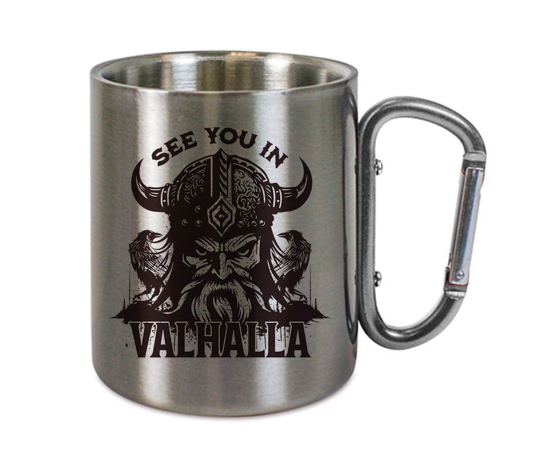 Mug inox mousqueton personnalisé See you in Valhalla