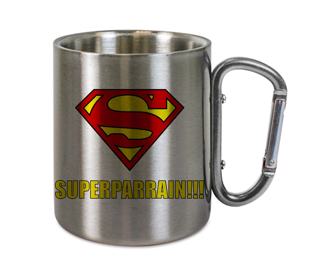 Mug inox mousqueton personnalisé Superparrain 2