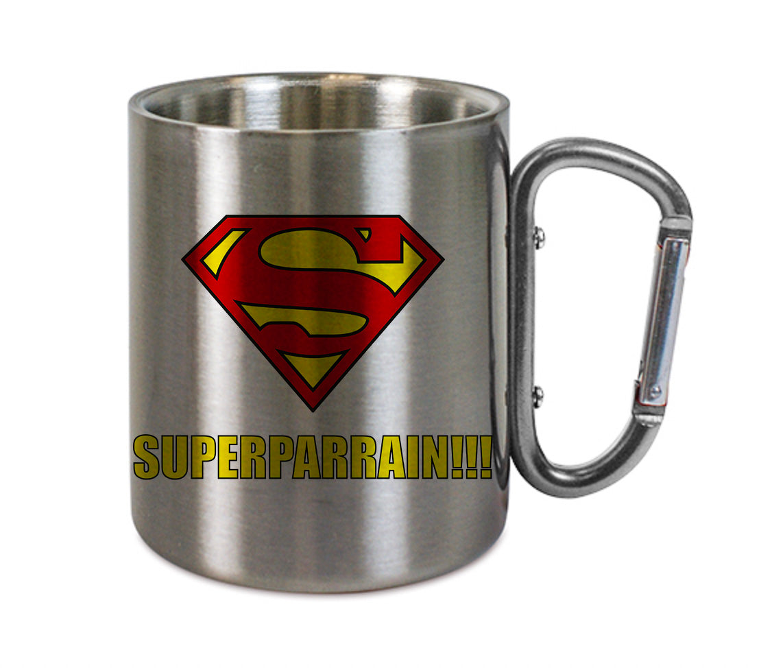 Mug inox mousqueton personnalisé Superparrain 2