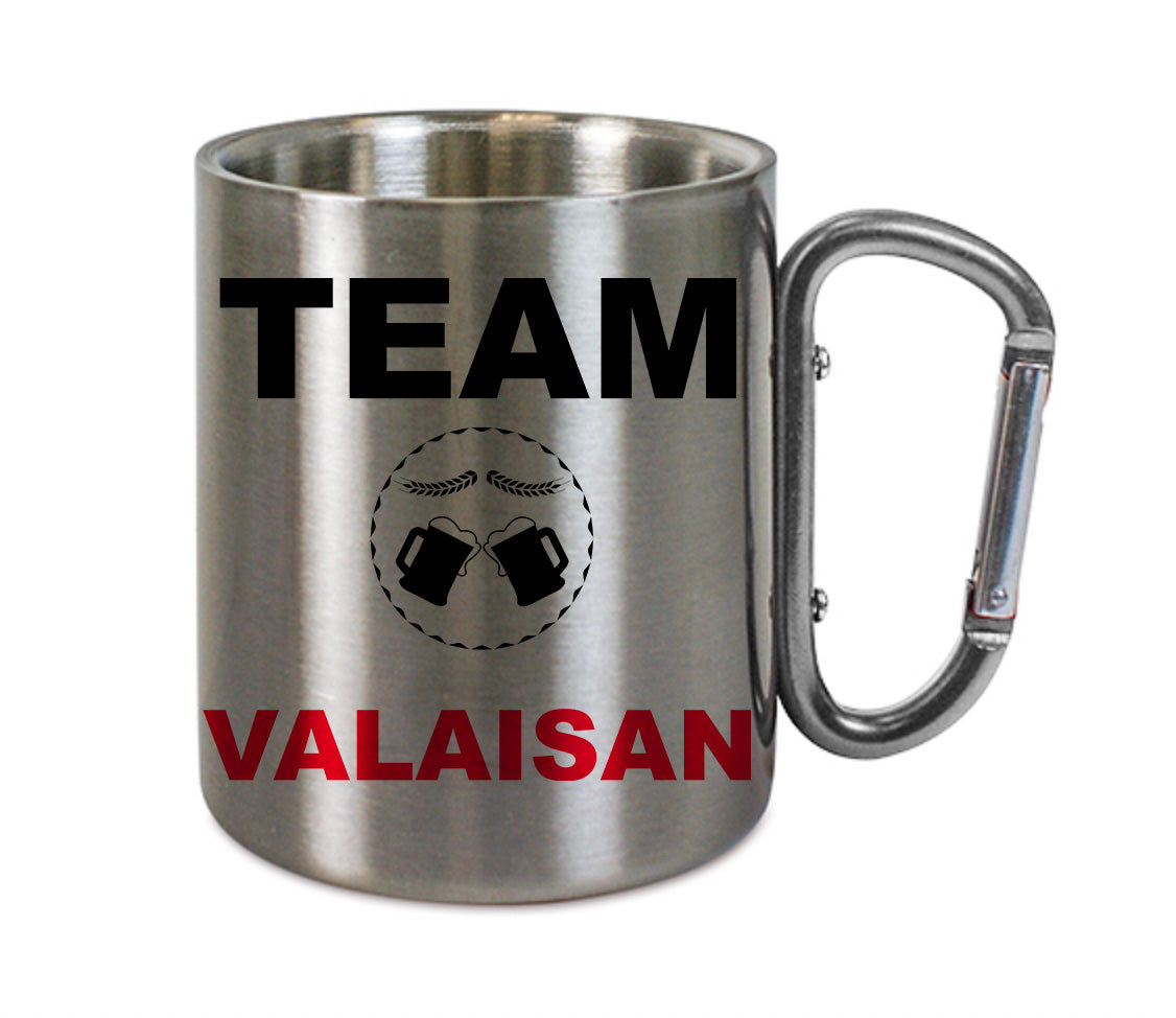 Mug inox mousqueton personnalisé Team valaisan