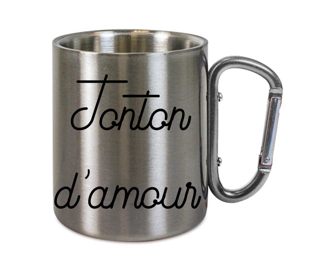 Mug inox mousqueton personnalisé Tonton d'amour