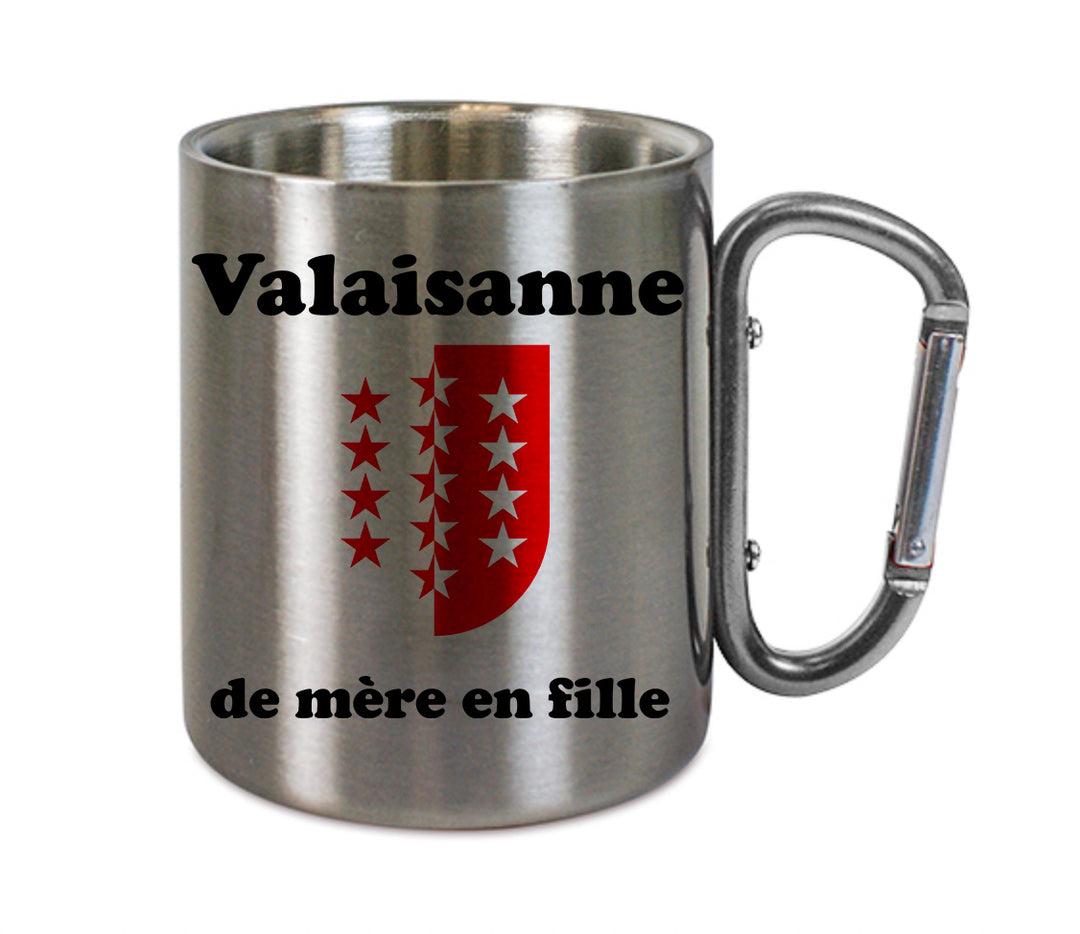 Mug inox mousqueton personnalisé Valaisanne de mere en fille