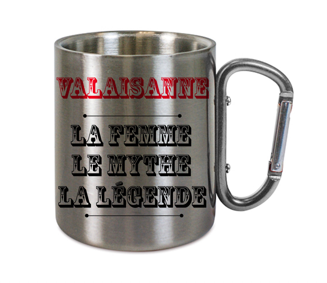Mug inox mousqueton personnalisé Valaisanne la femme le mythe la légende