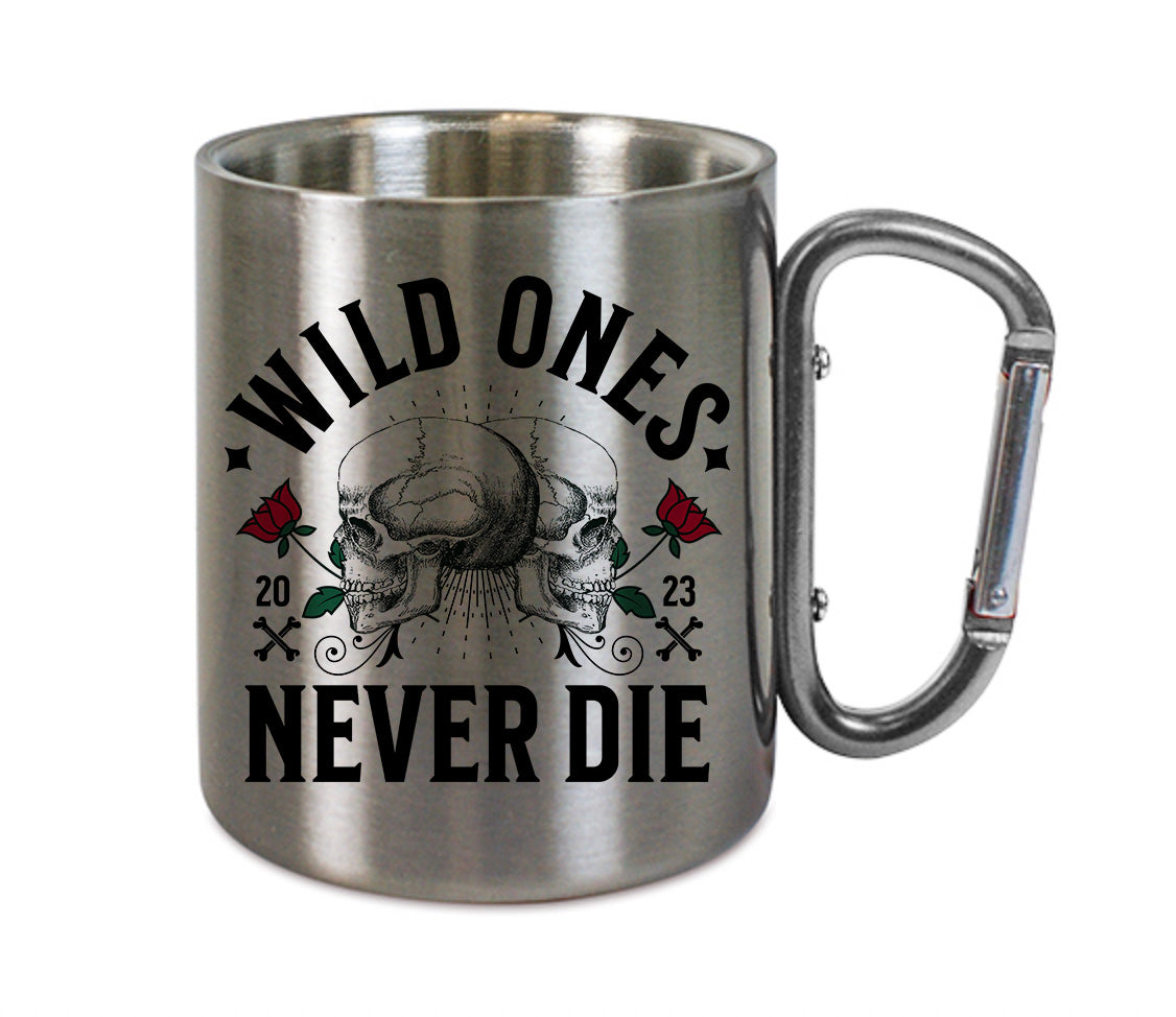 Mug inox mousqueton personnalisé Wild one never dies