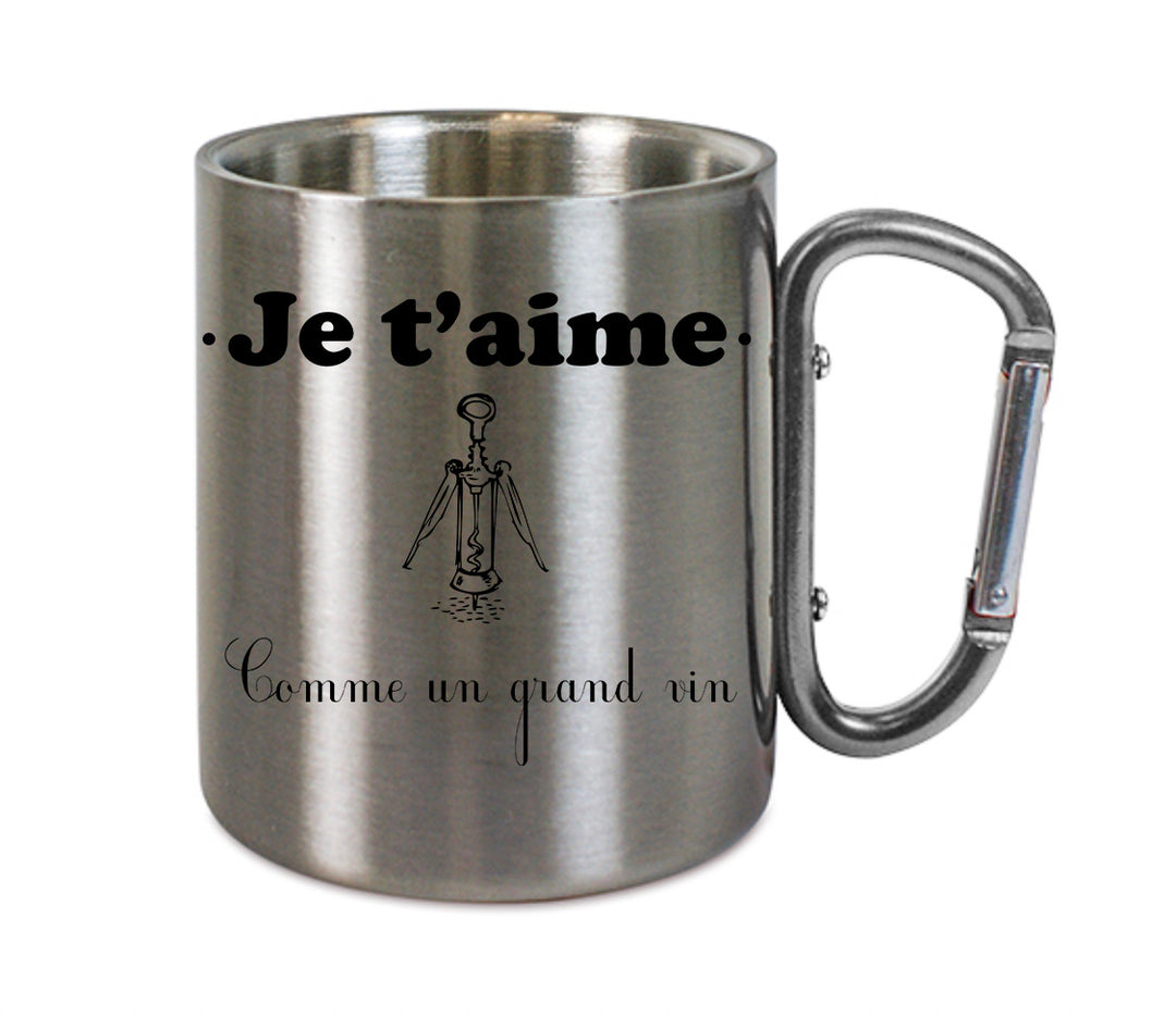 Mug inox mousqueton personnalisé comme un grand vin