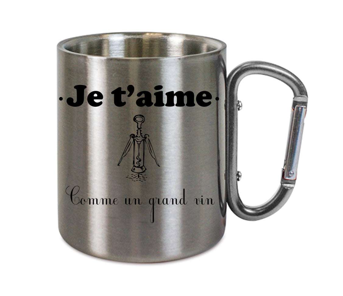 Mug inox mousqueton personnalisé comme un grand vin