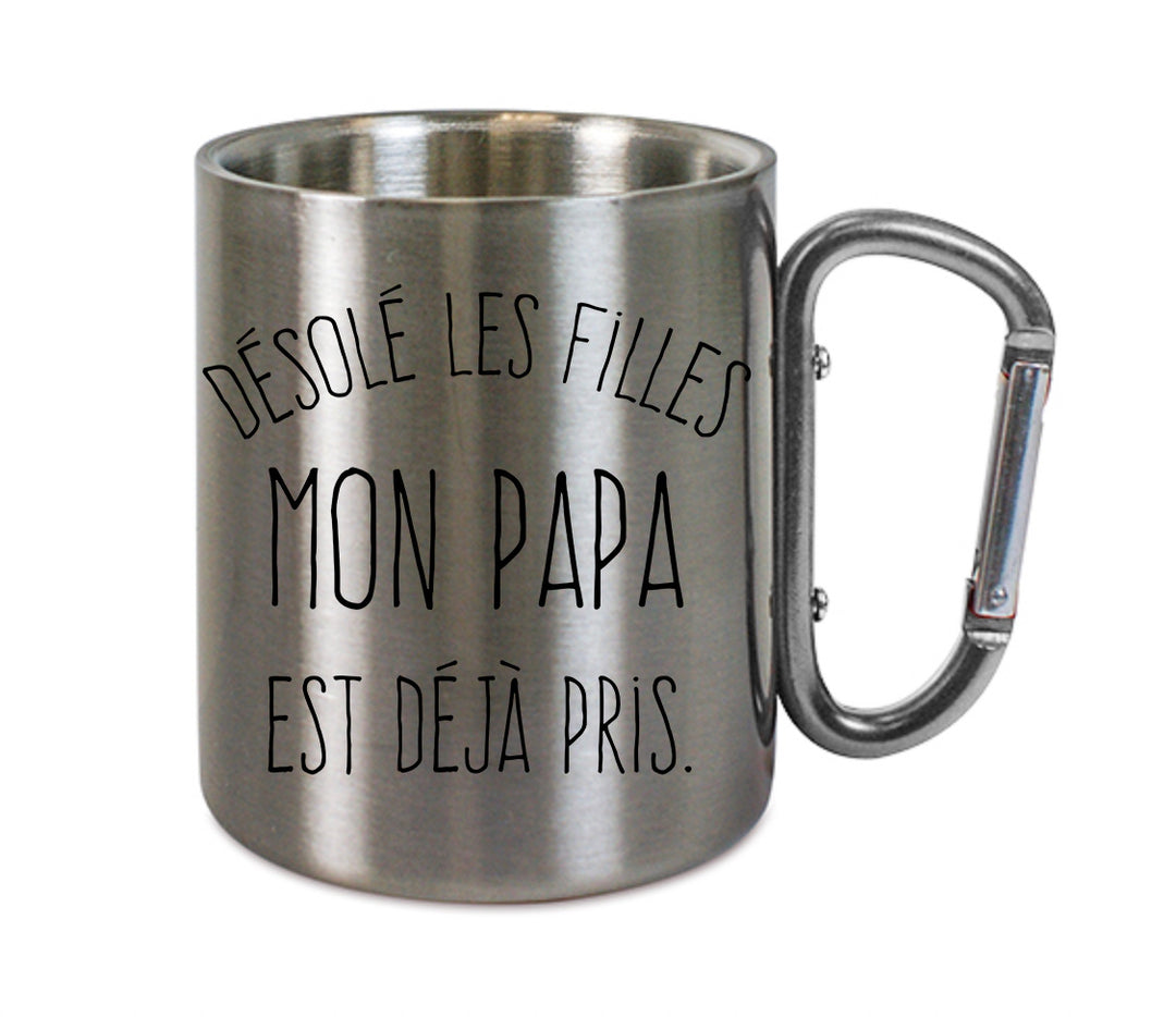 Mug inox mousqueton personnalisé desole les filles