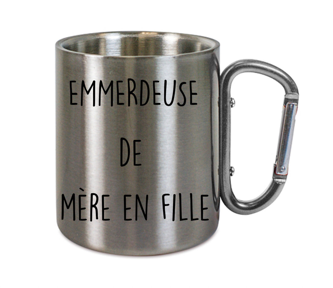 Mug inox mousqueton personnalisé emmerdeuse de mère en fille