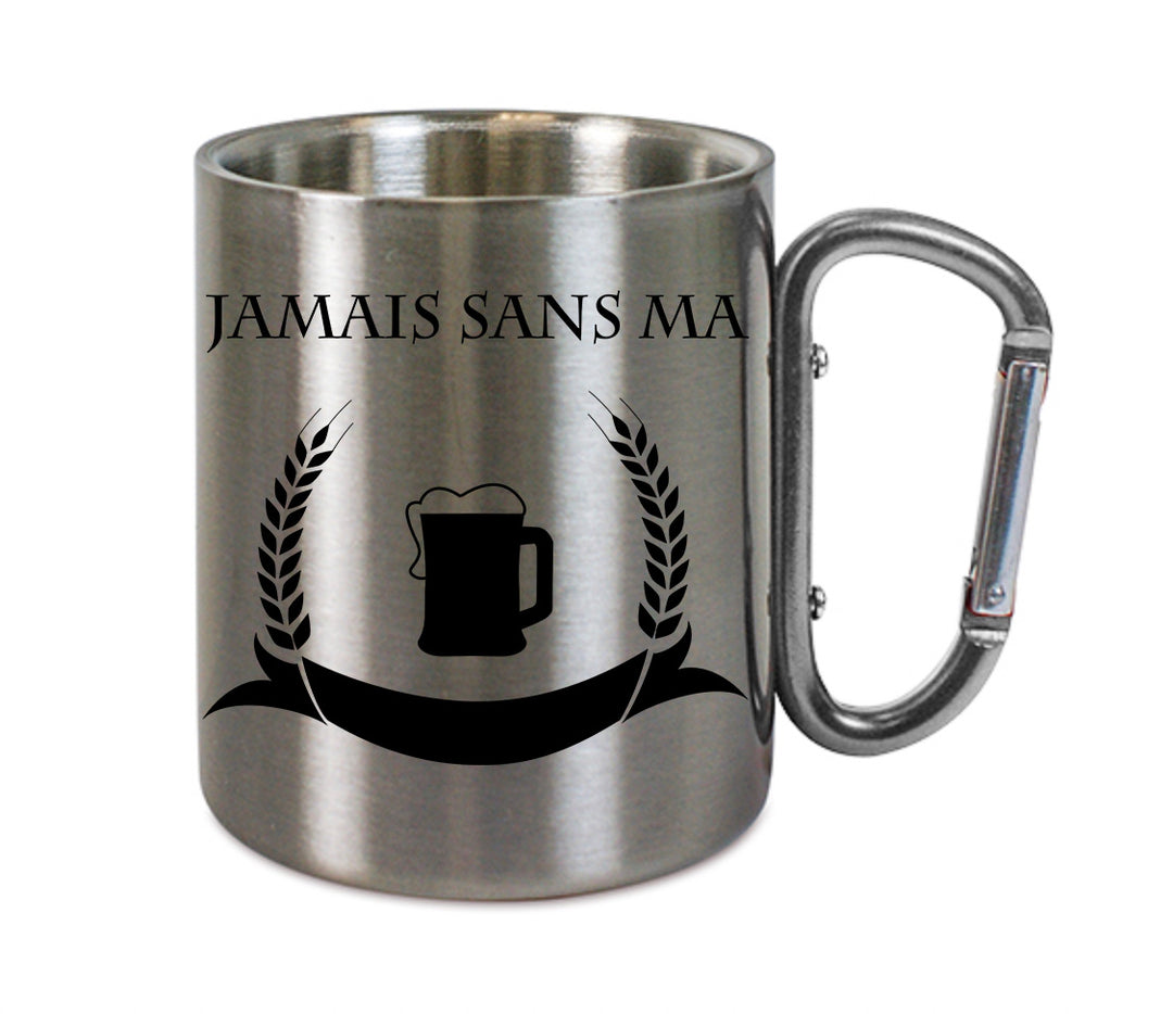 Mug inox mousqueton personnalisé jamais sans ma rousse