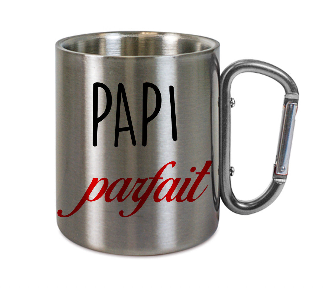 Mug inox mousqueton personnalisé papi parfait