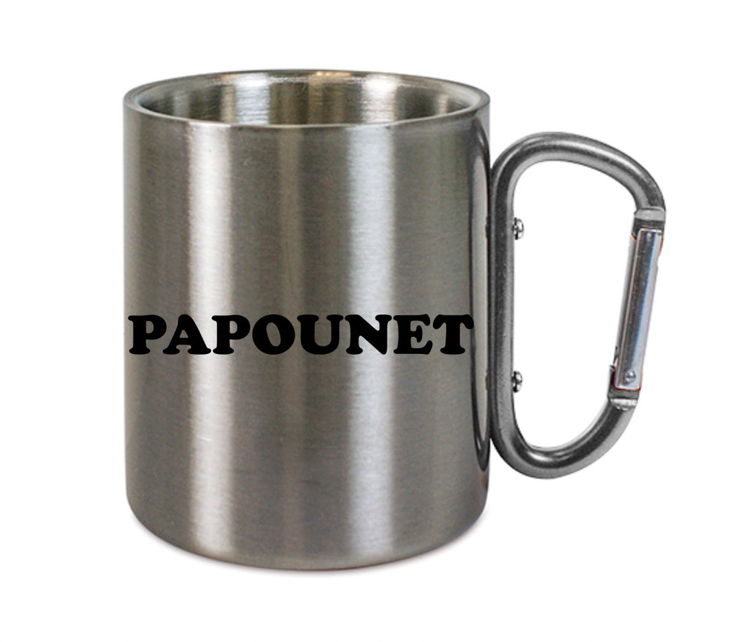 Mug inox mousqueton personnalisé papounet