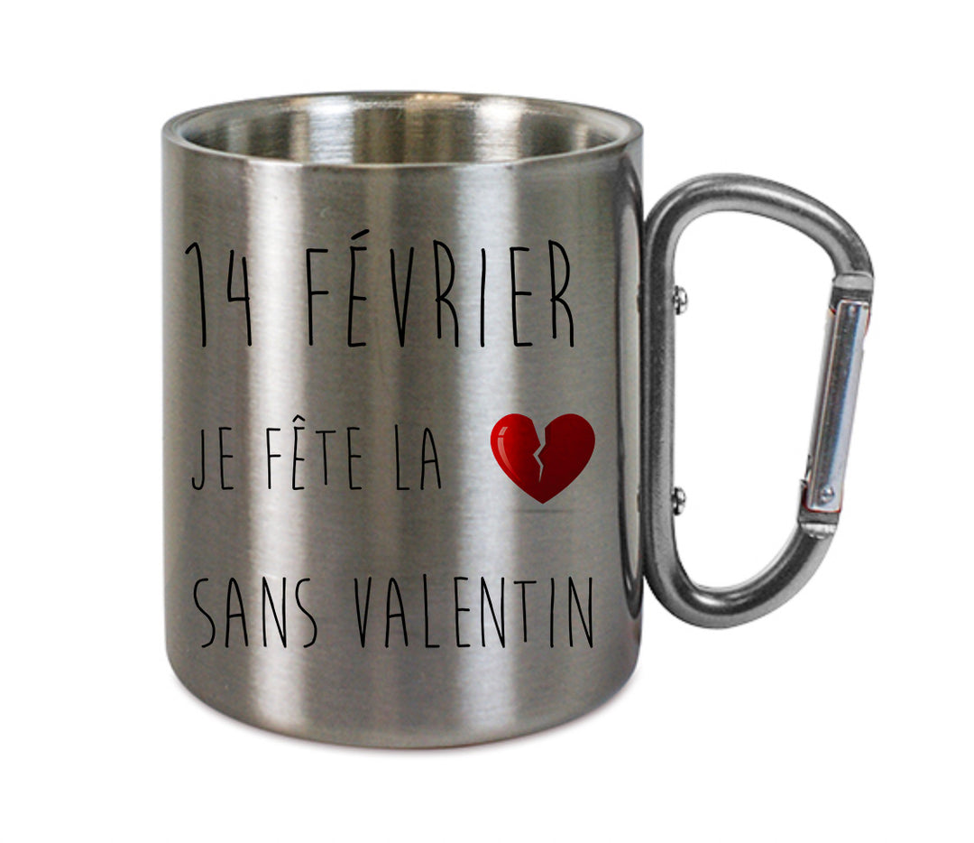 Mug inox mousqueton personnalisé sans valentin