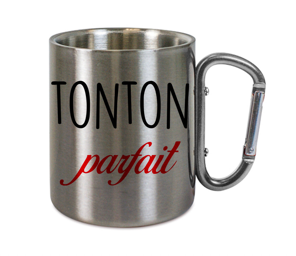 Mug inox mousqueton personnalisé tonton parfait