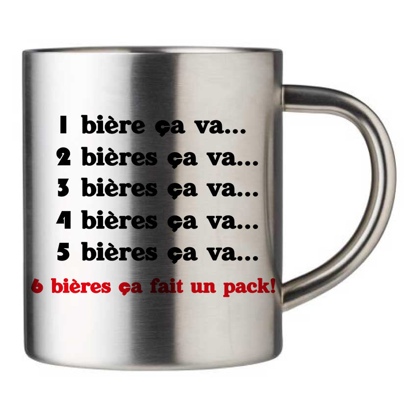 Mug inox personnalisé 1 biere ca va