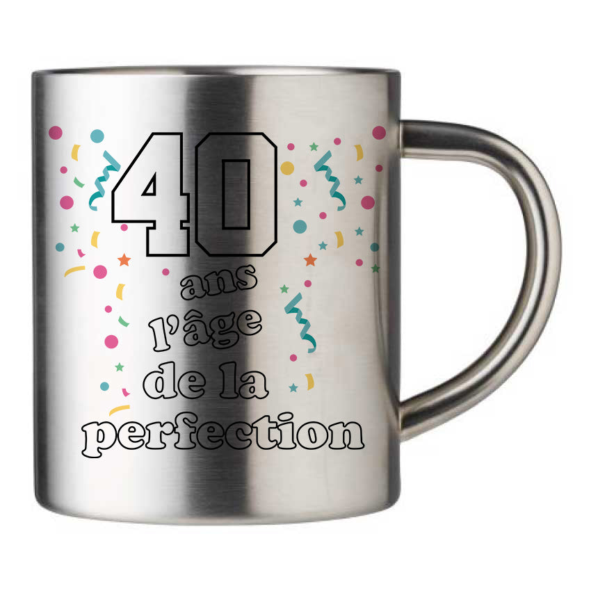 Mug inox personnalisé 40 ans