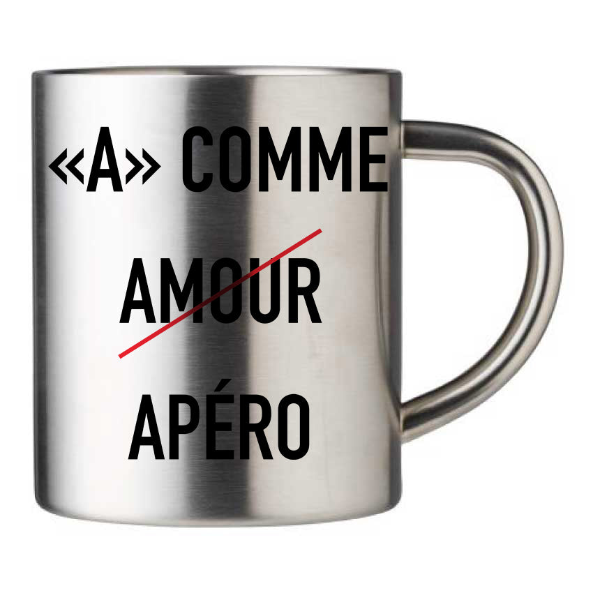 Mug inox personnalisé A comme amour