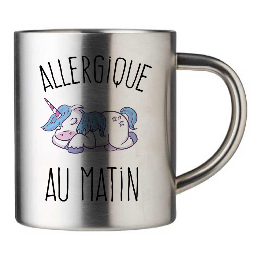 Mug inox personnalisé Allergique au matin