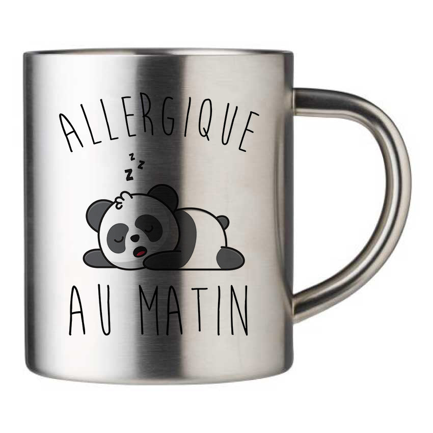 Mug inox personnalisé Allergique au matin panda