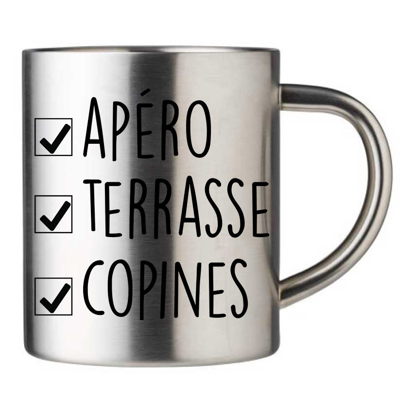Mug inox personnalisé Apéro terrasse copines