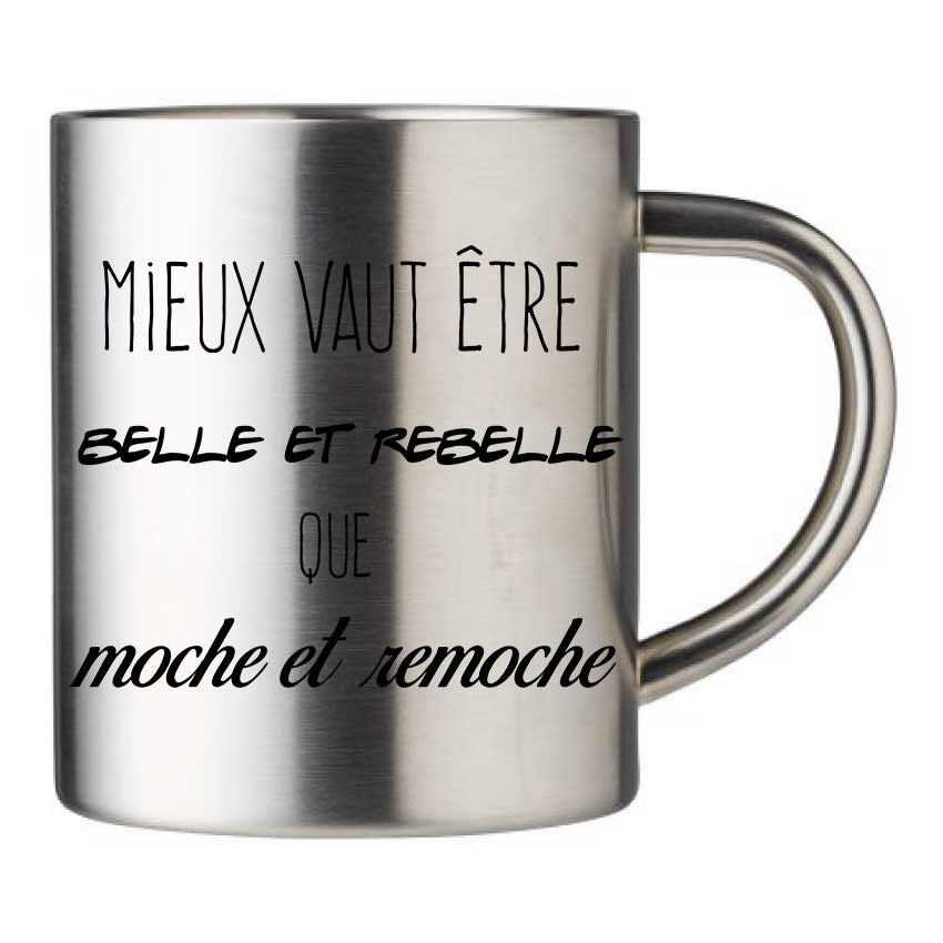 Mug inox personnalisé Belle et rebelle