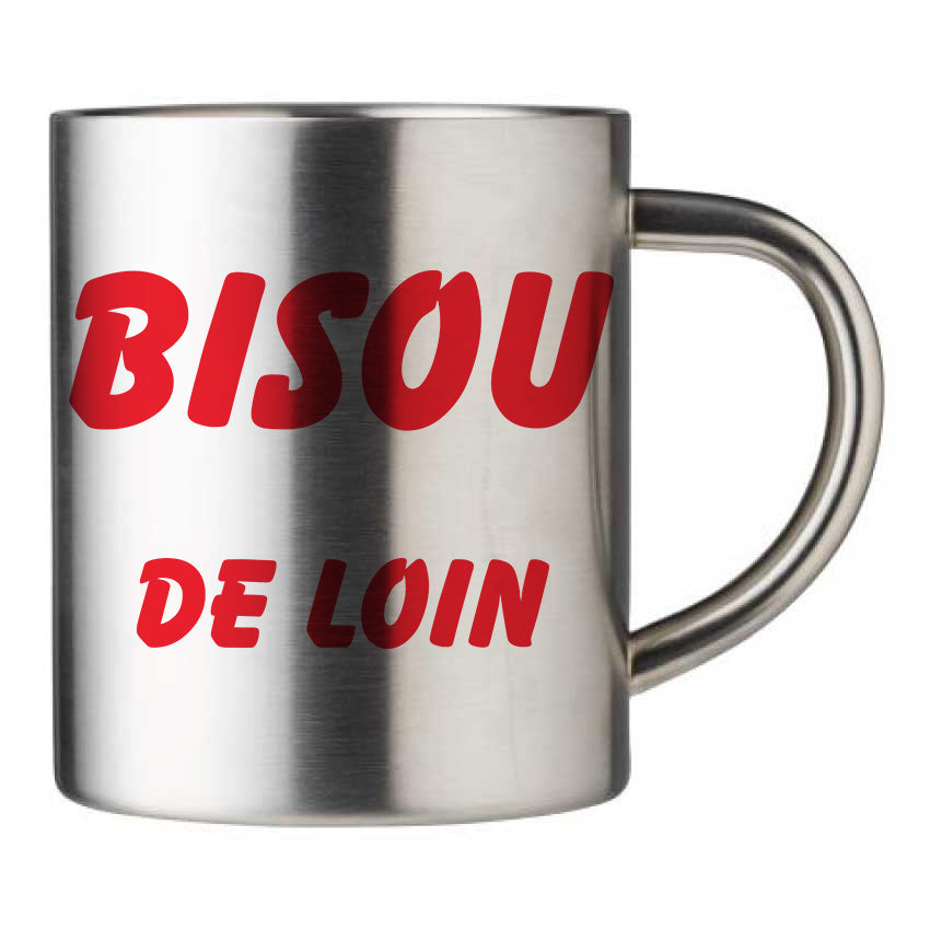 Mug inox personnalisé Bisou de loin