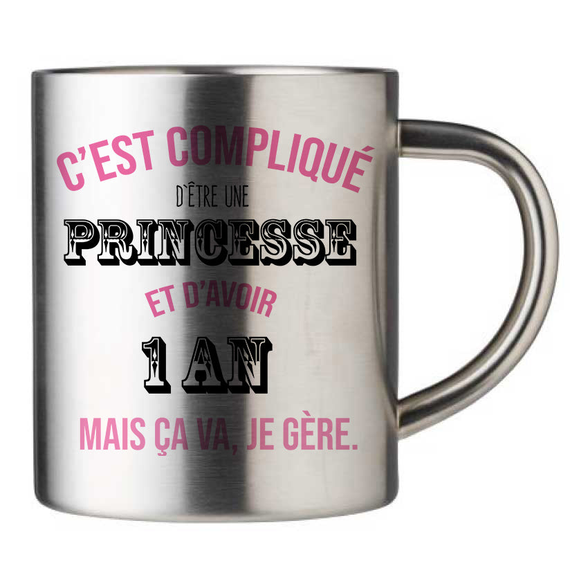 Mug inox personnalisé C'est complique d'etre une princesse