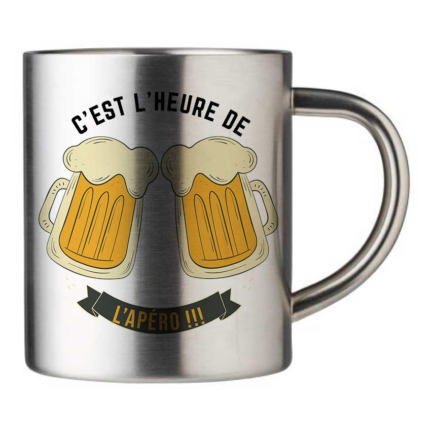 Mug inox personnalisé C'est l'heure de l'apéro