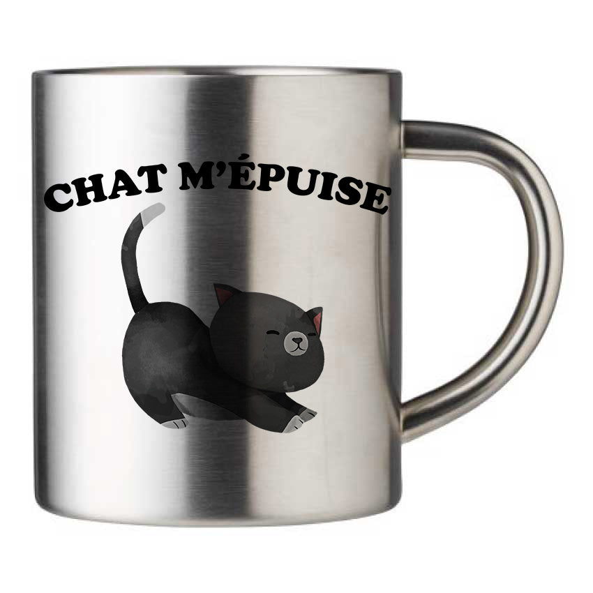 Mug inox personnalisé Chat m'épuise