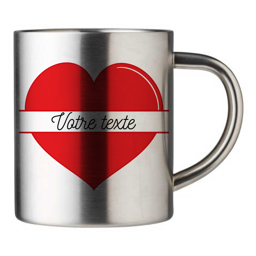 Mug inox personnalisé Coeur à personnaliser
