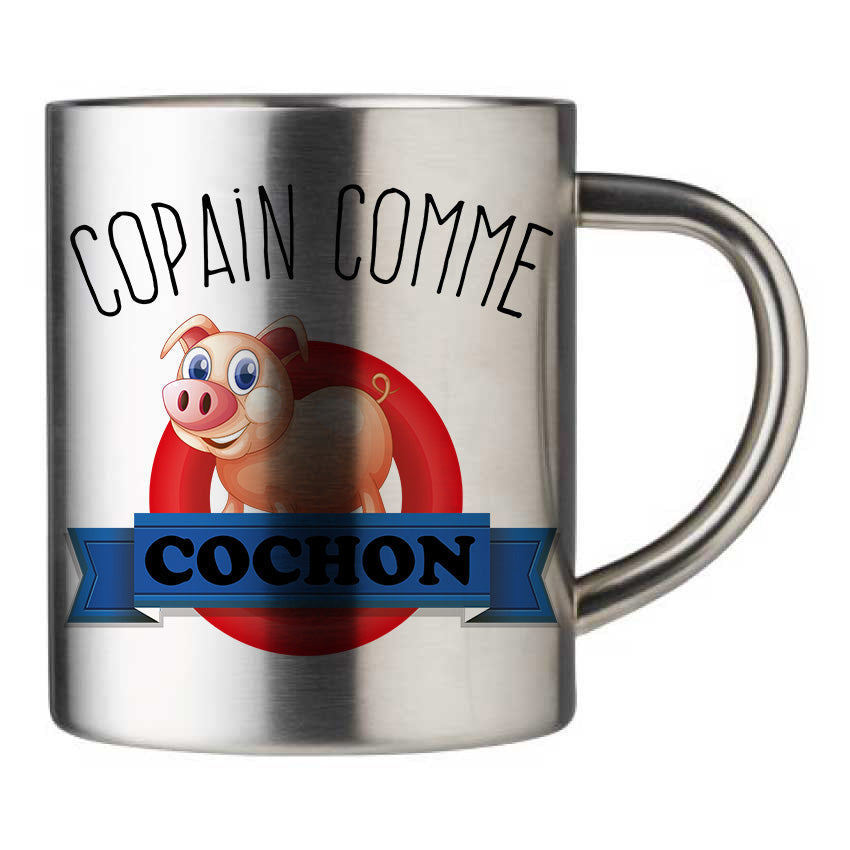Mug inox personnalisé Copain comme cochon