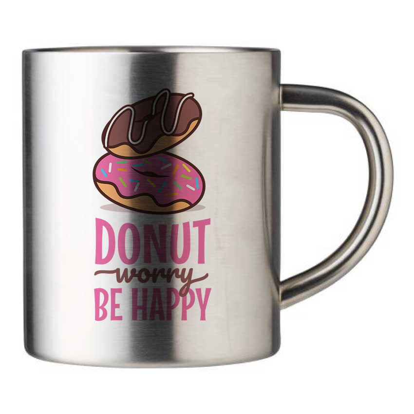 Mug inox personnalisé Donut worry happy be happy