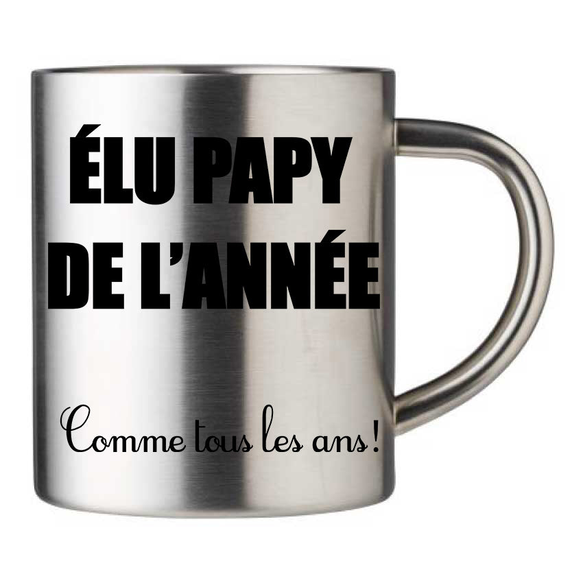 Mug inox personnalisé Elu papy de l'annee