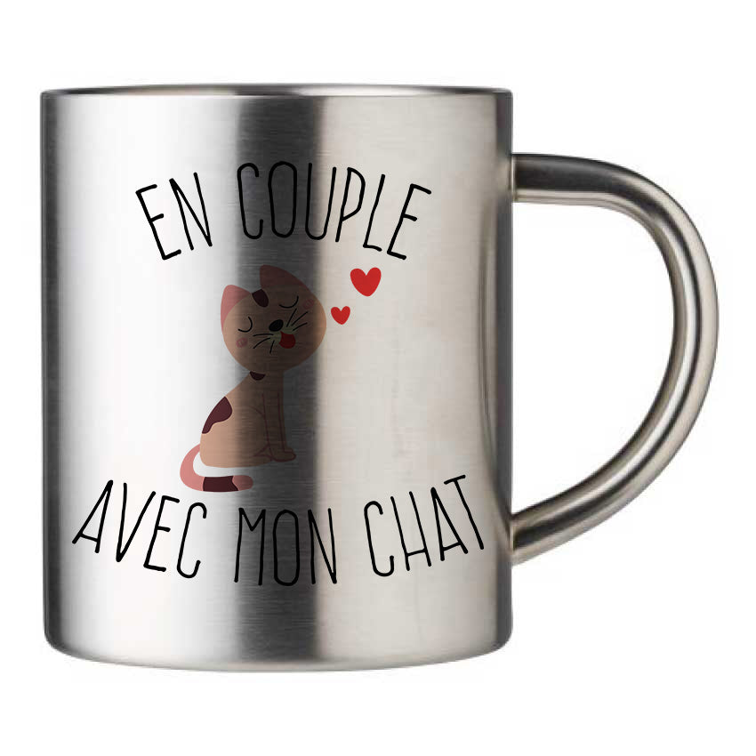 Mug inox personnalisé En couple avec mon chat