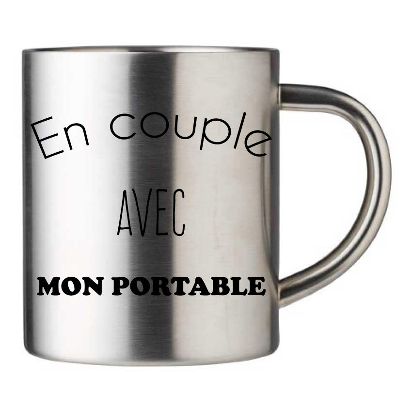Mug inox personnalisé En couple avec mon portable