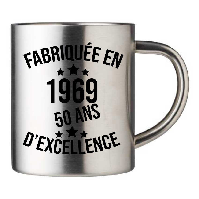 Mug inox personnalisé Fabriquee en 1969