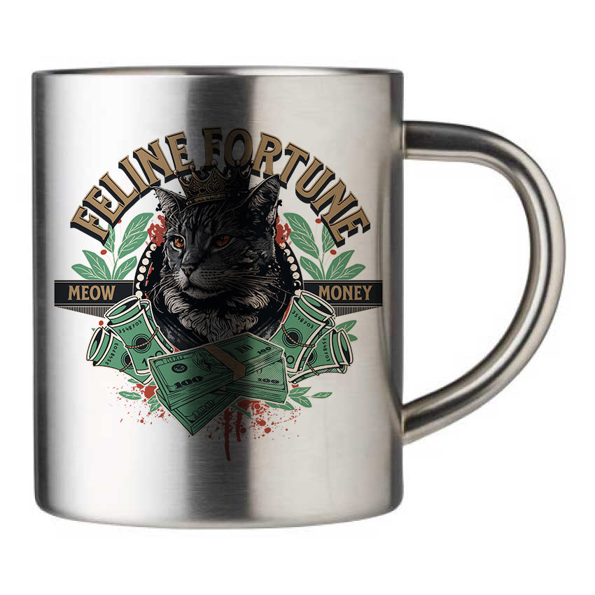 Mug inox personnalisé Feline fortune