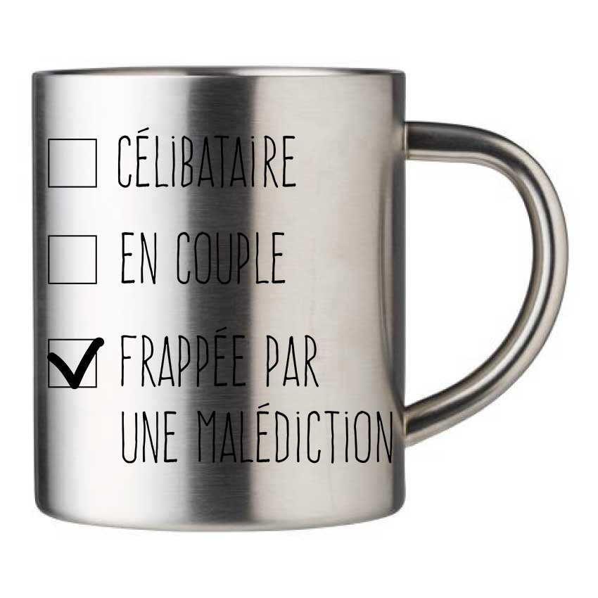 Mug inox personnalisé Frappée par une malédiction