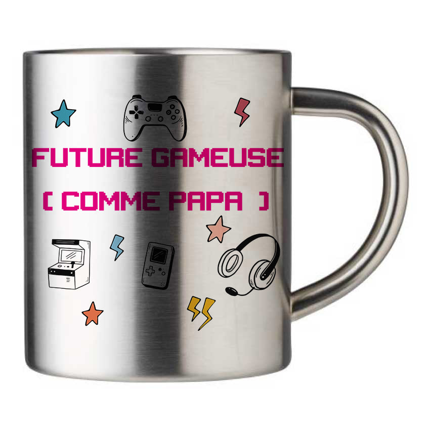 Mug inox personnalisé Future gameuse comme papa
