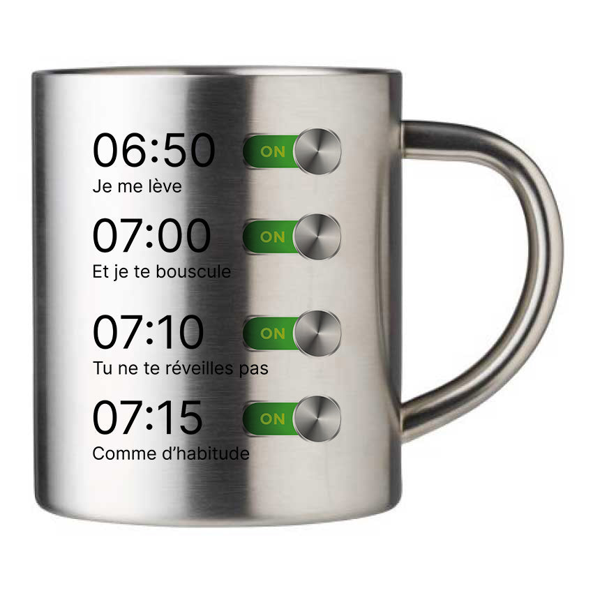 Mug inox personnalisé Je me lève