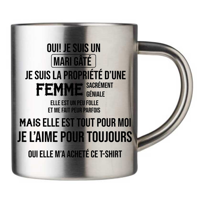 Mug inox personnalisé Je suis un mari gate