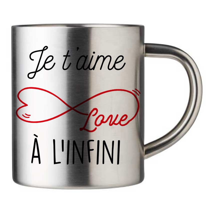 Mug inox personnalisé Je t'aime à l'infini V2