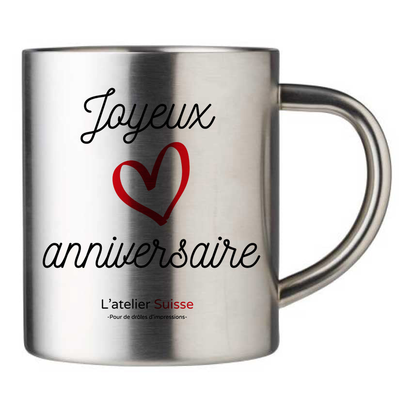 Mug inox personnalisé Joyeux anniversaire