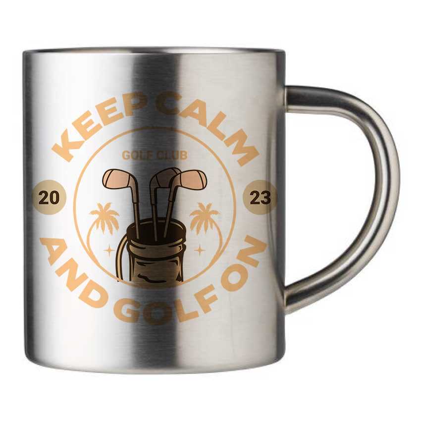 Mug inox personnalisé Keep calm and golf on