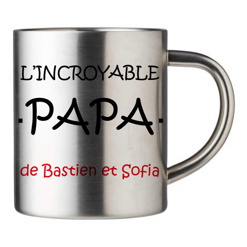 Mug inox personnalisé L'incroyable papa de