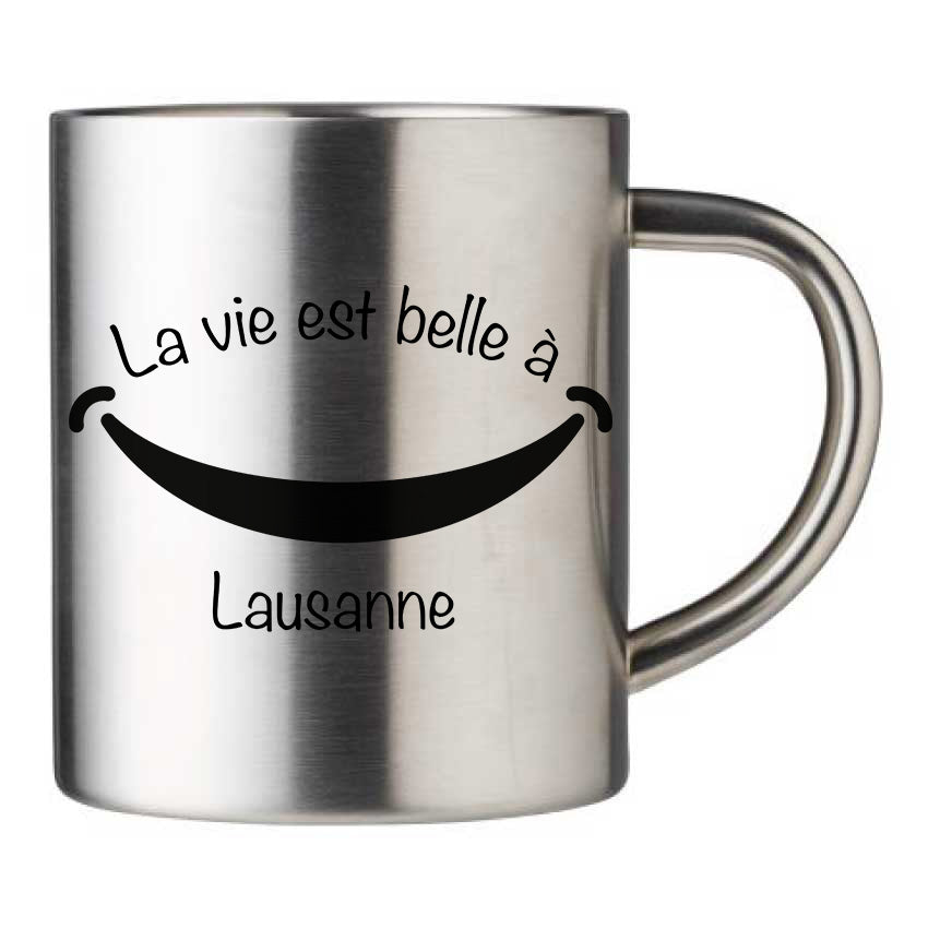 Mug inox personnalisé La vie est belle à