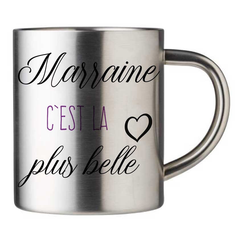 Mug inox personnalisé Marraine c'est la plus belle