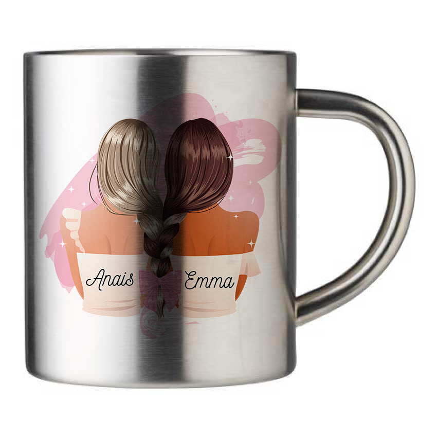 Mug inox personnalisé Meilleures amies enlacées